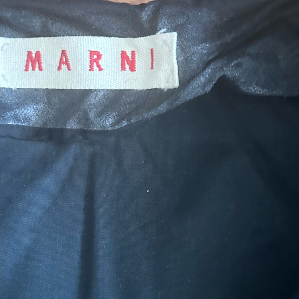 Marni Short Coat Duster Waxed Cotton/Leather Gray size IT 44 Pockets - Picture 3 of 6